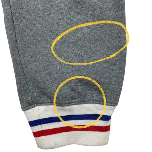 Stussy Mens Jogger Sweat Pant S Gray Logo Pull On Fit Pockets Striped Cuffs - Picture 6 of 13